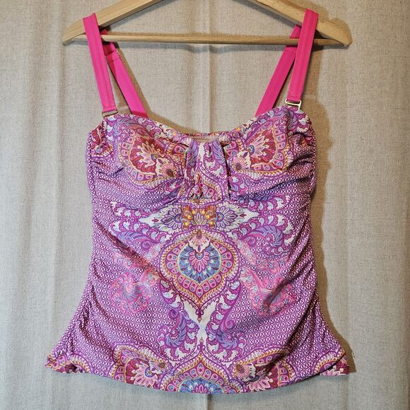 Antonio Melani Soft Cups Halterkini Moroccan Paisley Tankini Swim Top Medium - Picture 1 of 12
